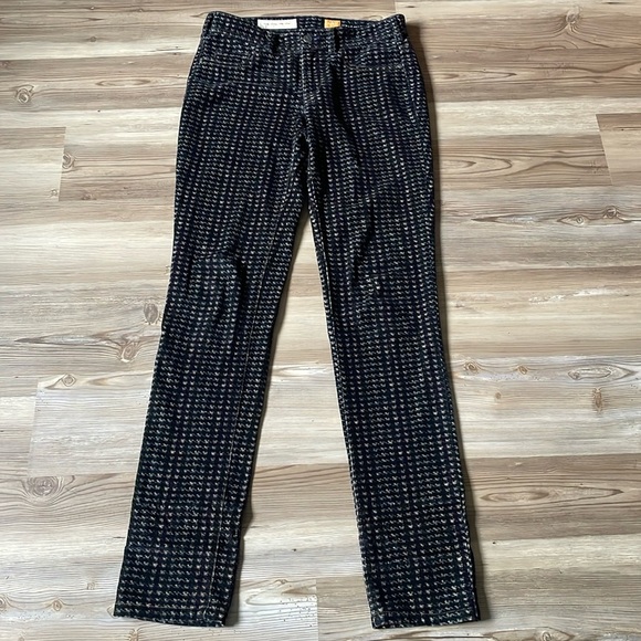 Pilcro and the Letterpress Serif fit Corduroy Print Pants Navy multi Womens 27 - Picture 2 of 13